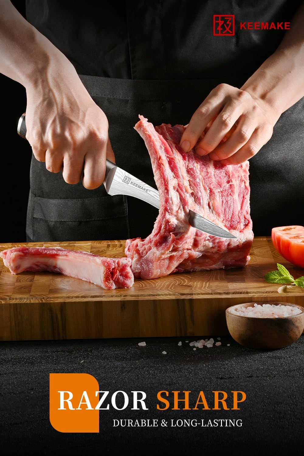 KEEMAKE Boning Knife 6 Inch - Super Sharp High Carbon Stainless Steel Fillet Knife for Meat, Fish & Poultry with Ergonomic Handle, w/Sheath - Ideal Gift for Chefs