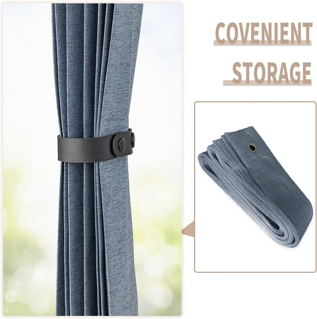 Vatge Door Curtains for Doorways - Faux Linen Accordion Style Door Curtains for Open Closet, Bedroom, and Laundry Room, Bifold Door Cover for Doorway,1 Panel with Tieback, W52 x L78, Blue