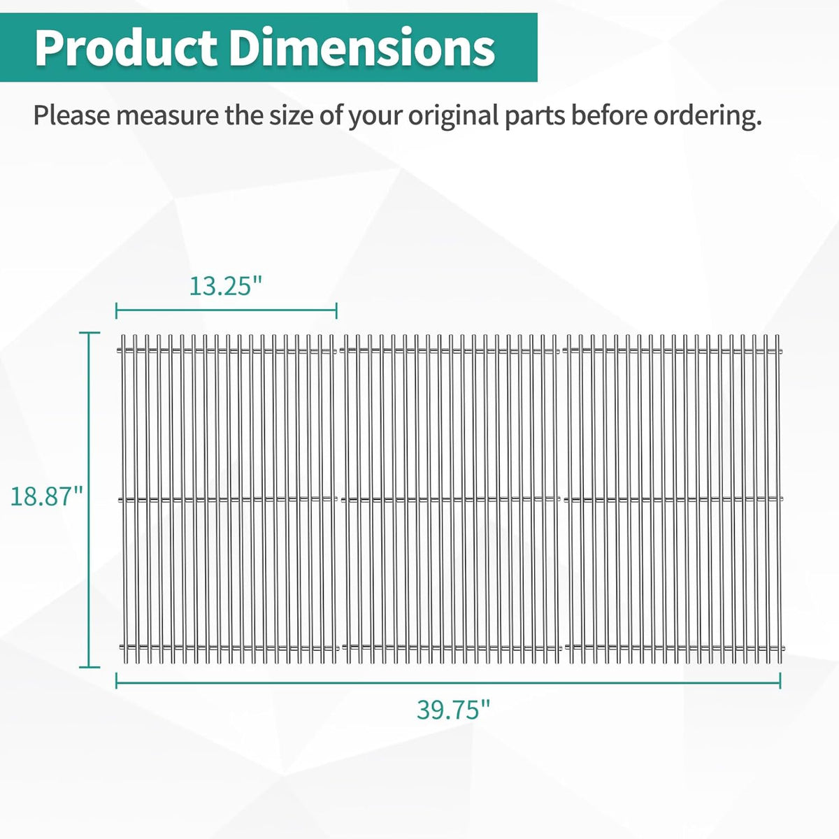 18 7/8" 304 Stainless Steel Grill Grates for Weber Genesis ii E-610 S-610 Genesis ii LX E-640 S-640 Genesis 2 Grill Parts for Weber Genesis ii 600 Series 66803 66096 Gas Grills 3 Pack