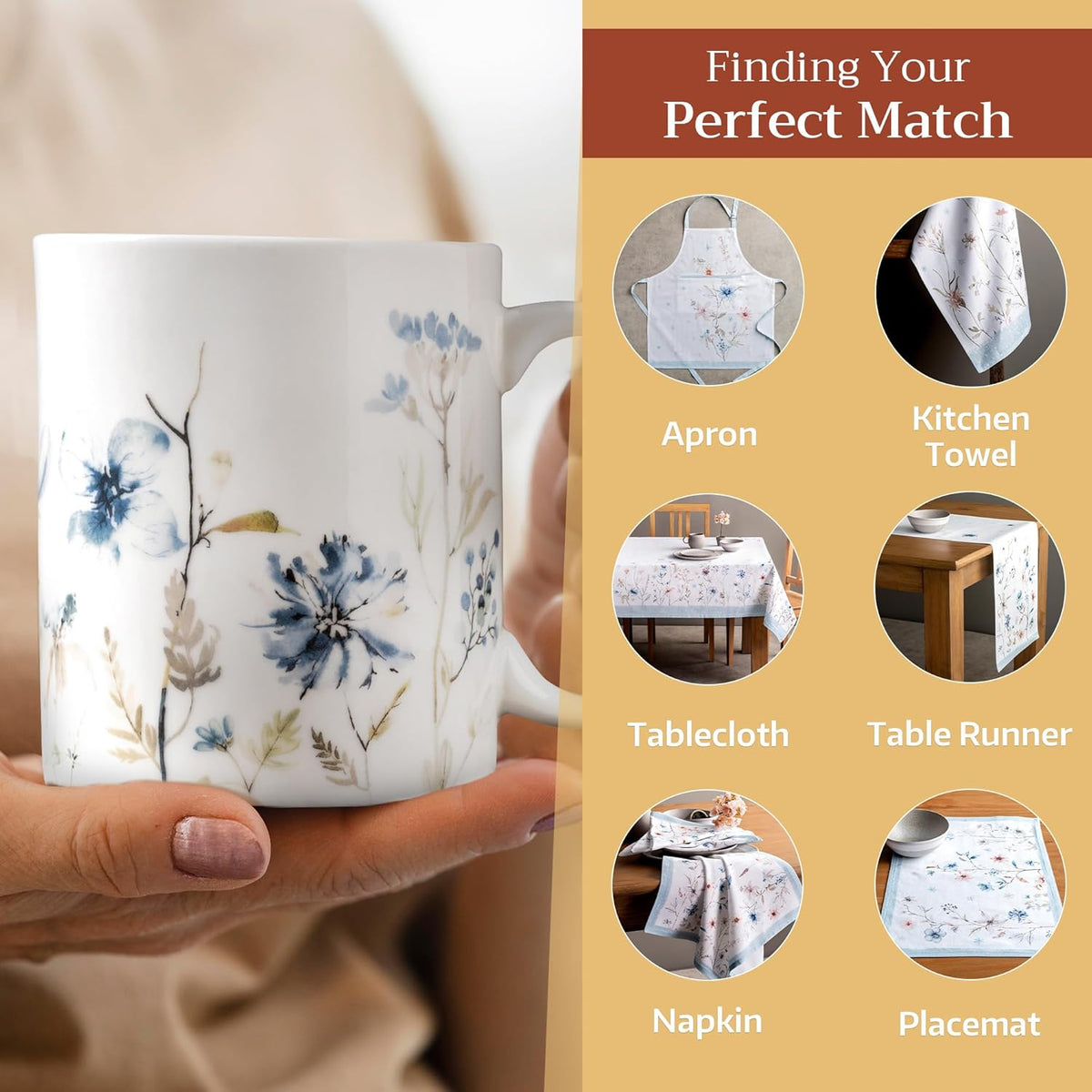 Maison d' Hermine Coffee Mug with Handles Fine Bone China Mugs Pack of One Tea Cups for Hot Beverages Cappuccino Latte Home Restaurant Office Perfect for Gift (Ice Florals - Forsty Morning, 15 Ounce)