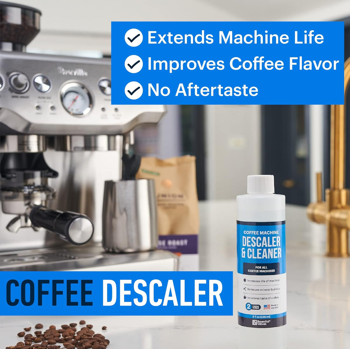Descaling Solution (12 Uses) Coffee Machine Descaler Cleaner | Compatible with Breville Keurig Nespresso Delonghi & More | Liquid To Descale Automatic Coffee Makers & Espresso Machines