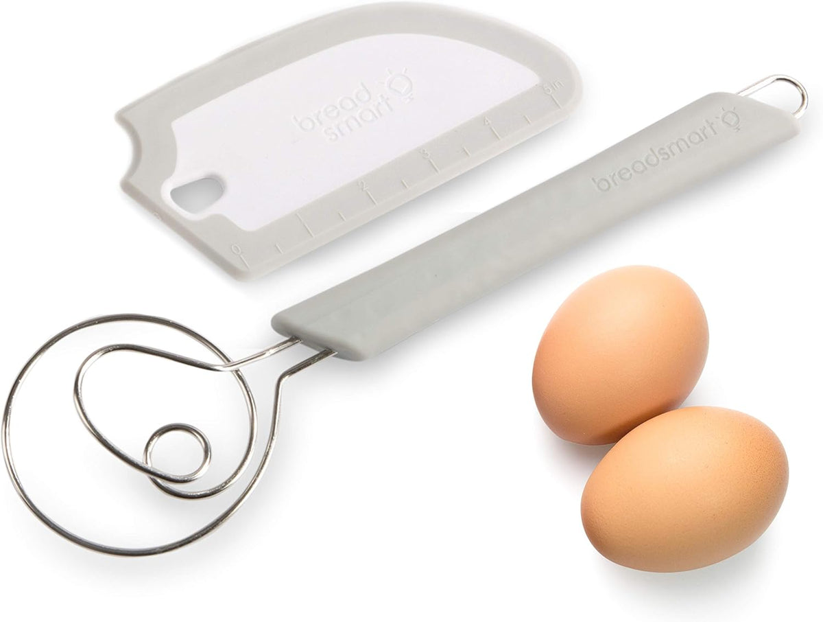 Artisan Bread Whisk and Bench Scraper Duo - Essential Dough Mixer Tools - Sourdough Bread Baking Supplies
