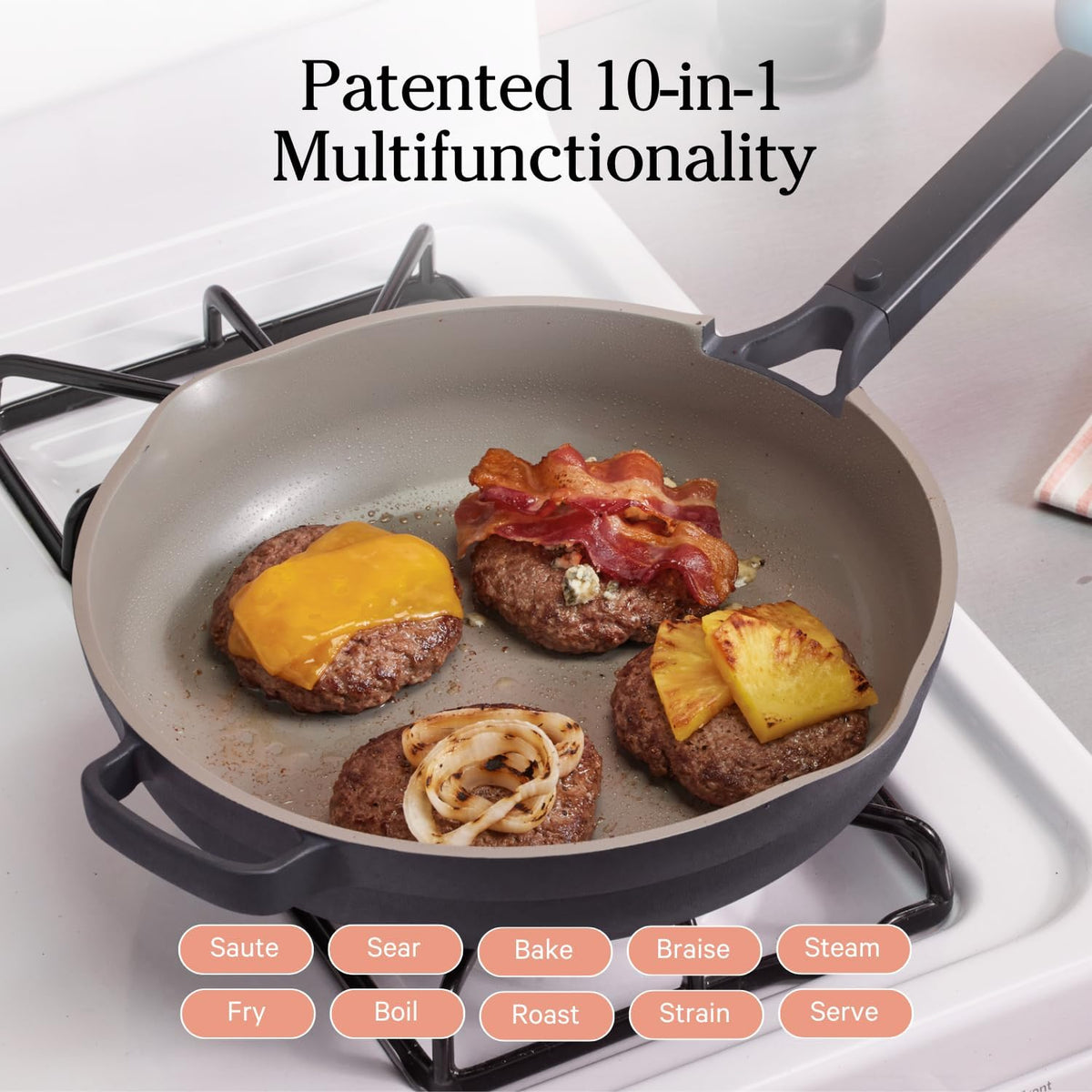 Our Place Large Always Pan 2.0-12.5” (4 Qt) Nonstick, Toxin-Free Ceramic Cookware | Patented 10-in-1 Aluminum Frying & Sauté Pan | Safe for Oven, Induction & All Cooktops up to 450°F | Char