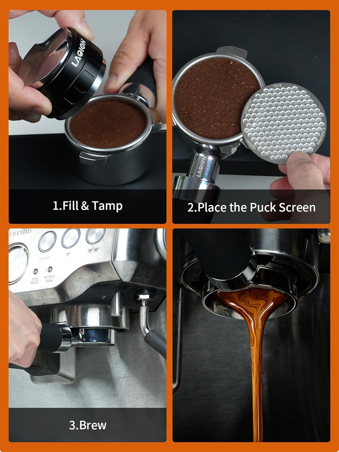 53.3mm Espresso Puck Screen, Reusable Espresso Filter Screen, 0.7 mm Thick, Espresso Distribution Tool Fits for Breville 54mm Coffee Filters, Stainless Steel Espresso Machine Accessories