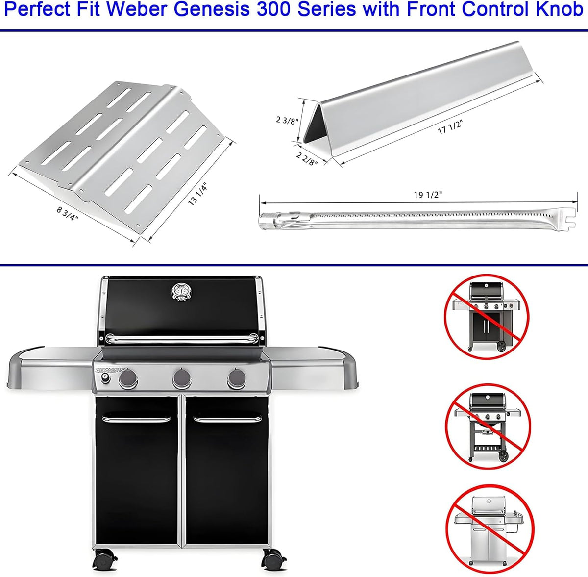 Genesis Grill Parts for Weber E310 E320 E330 EP310 EP320 EP330, 17.5” Flavorizer Bars 7620 Heat Deflector 7622 Burner Tube 62752 for Weber Genesis 300, Grill Replacement Parts for Weber Accessories