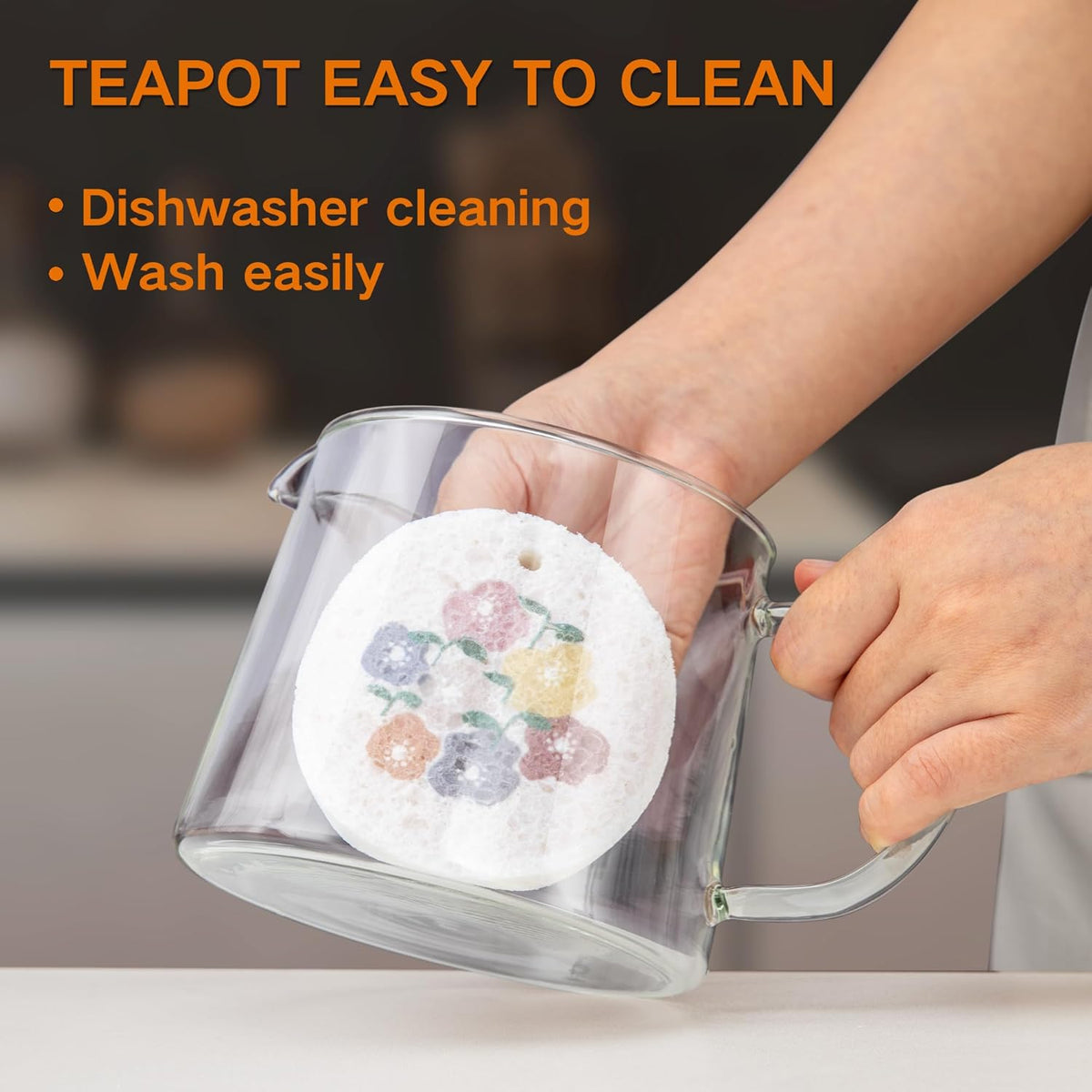Glass Teapot 34oz/1000ml with Removable Stainless Steel Infuser Tea pot, Heatproof Borosilicate Glass Tea Make, Stovetop Safe Glass Tea Kettle for Loose and Blooming Leaf Tea