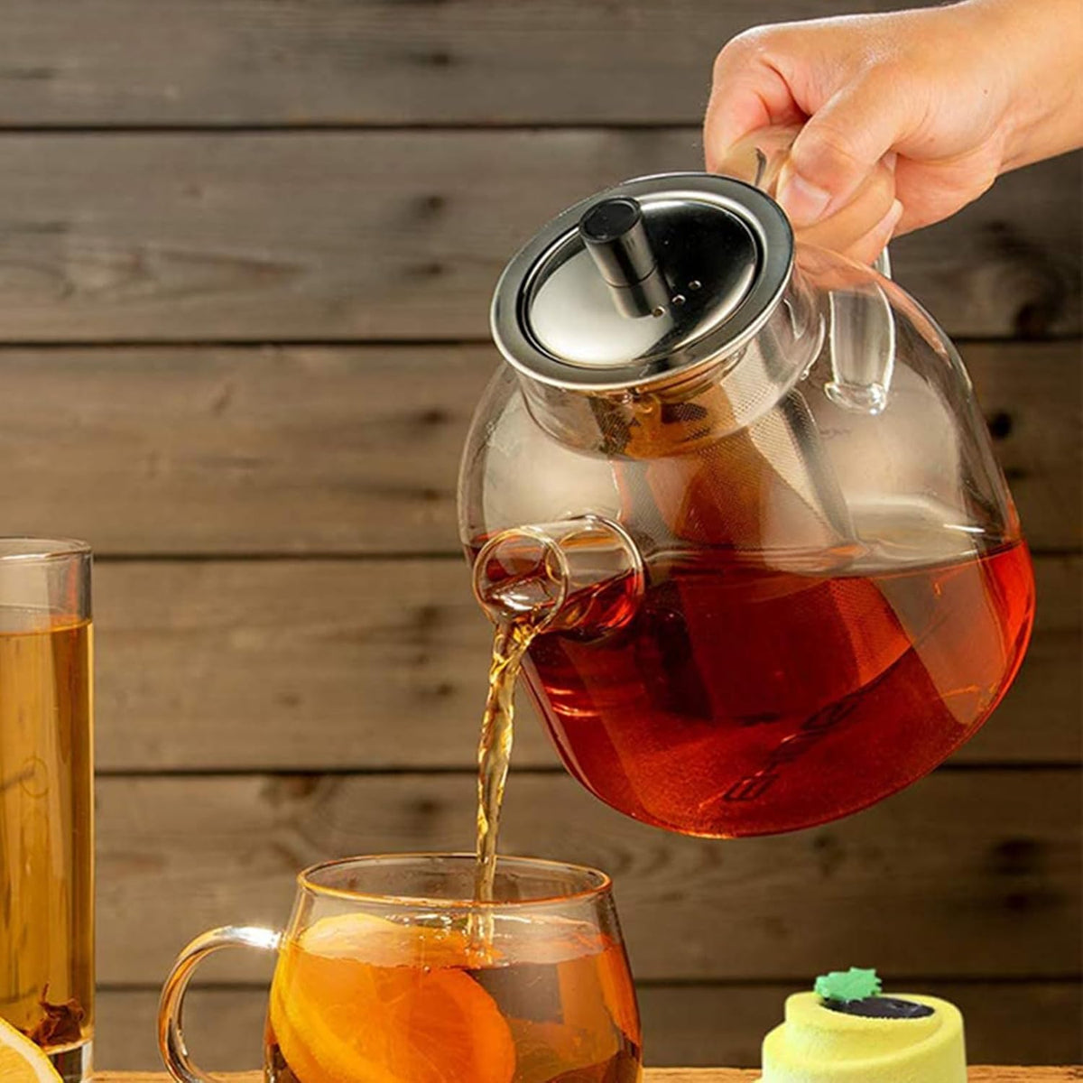 50OZ Glass Teapot With Infuser, Tea Pot for Stove Top, 1500ML Glass Tea Cup With Infuser and Lid, Microwave and Dishwasher Safe