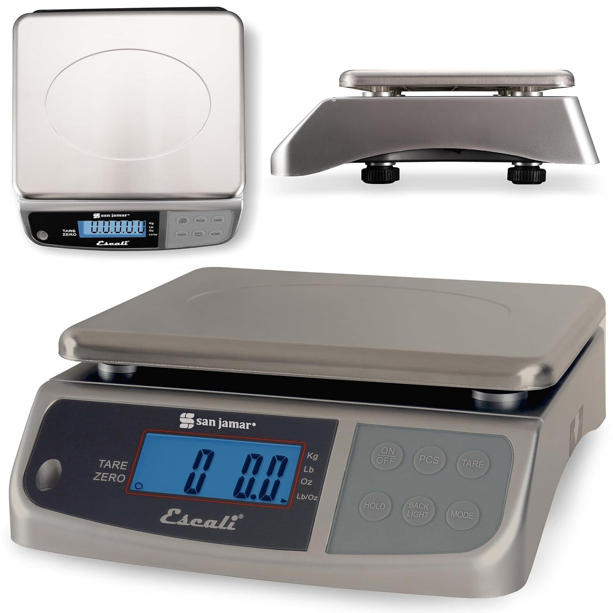 San Jamar Digital Food Scale, Battery Operated with 66 Pound Capacity for Cooking, Baking, Meal Prep, Diet Tracking, Stainless Steel, 6.82 Pounds, Silver
