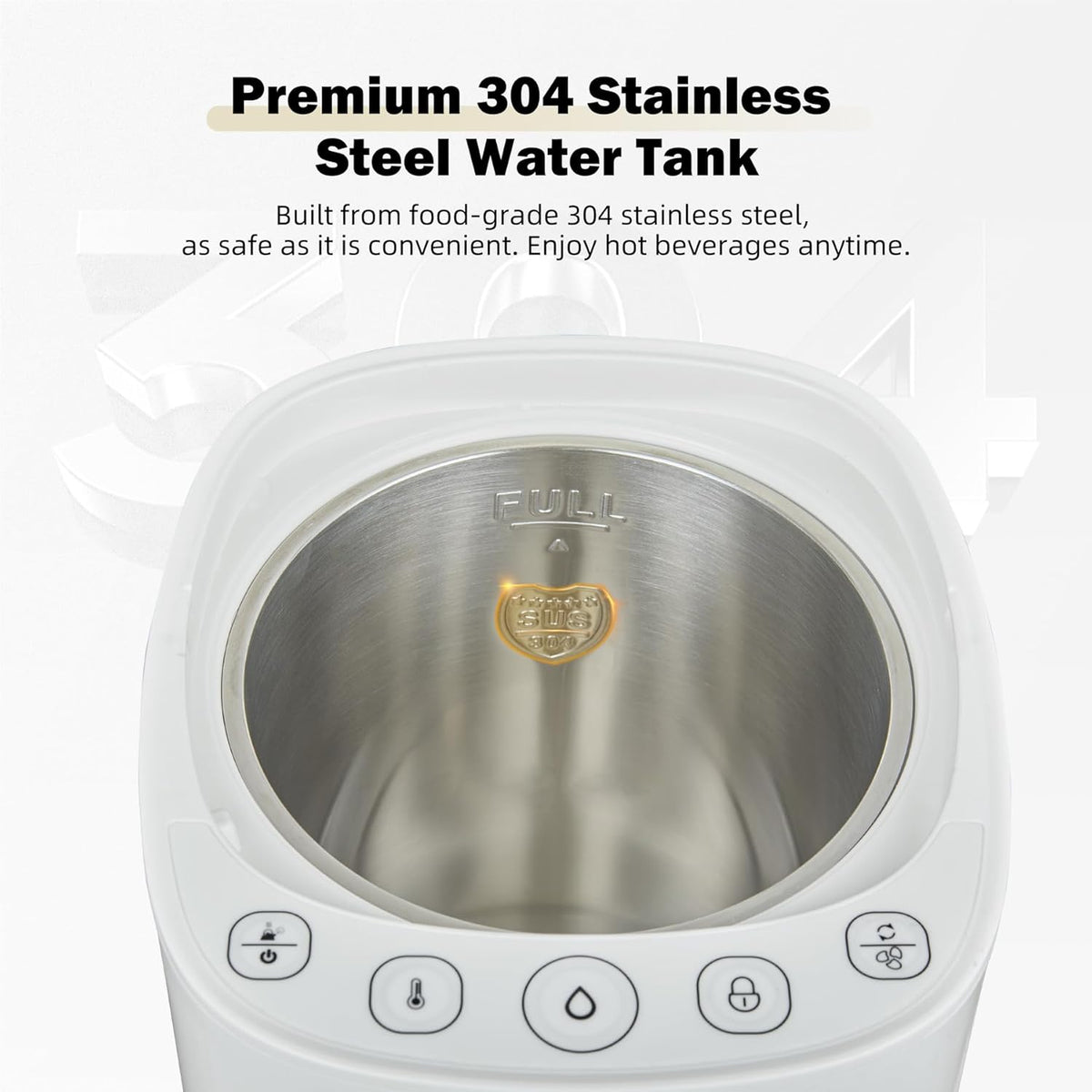 OCTAVO Water Boiler & Warmer 5 Liter, 304 Stainless Steel Water Tank, 700 Watt 6 Adjustable Water Temperature, LCD Touch Control Screen, Child Lock with Water Shortage Indicator