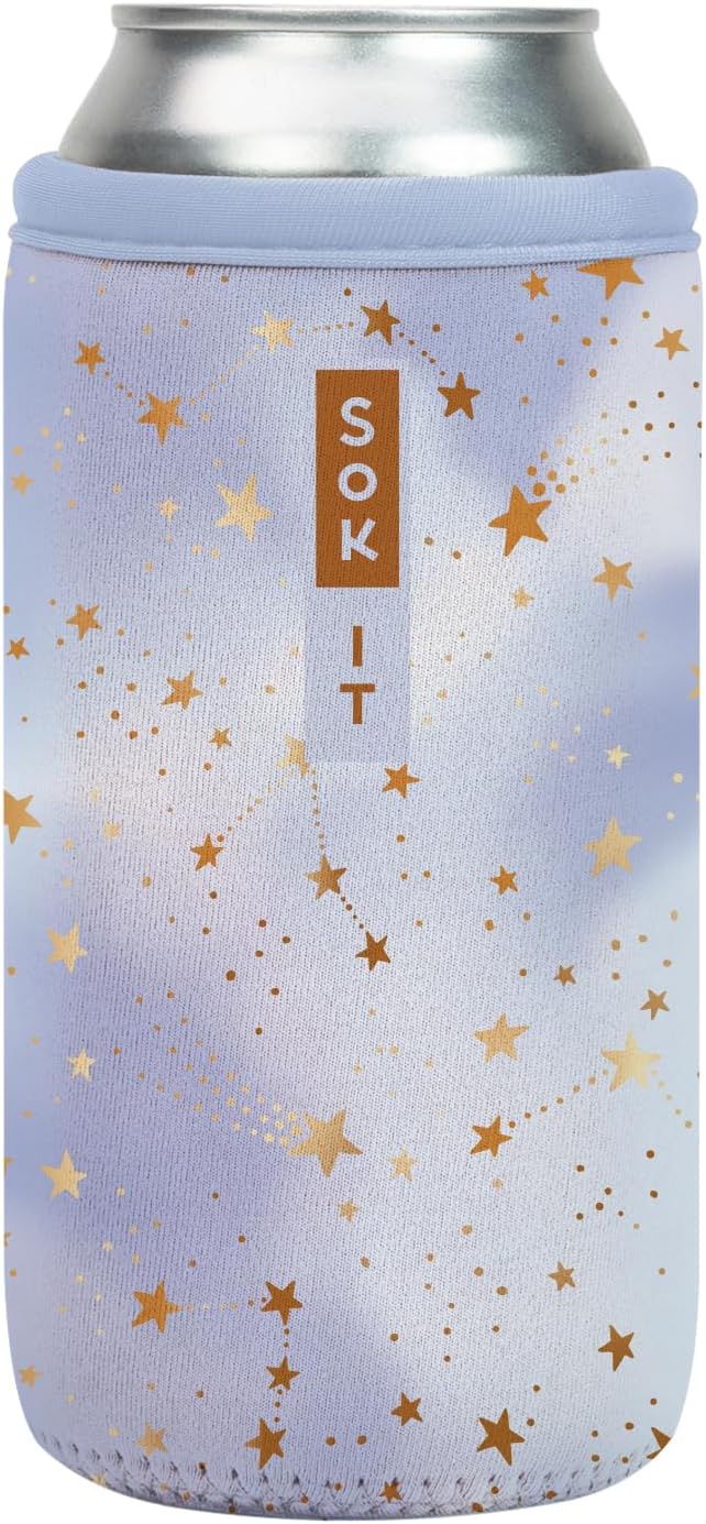 Sok It CanSok Sleeve for Beer & Soda Insulated Neoprene Cover (Cosmic Glitter, 16oz Can Sleeve)