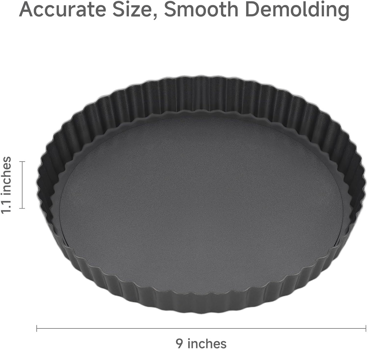 Tart Pan Removable Bottom - 9 Inch Non-Stick Carbon Steel Pie Pan for Baking Tarts, Pies, Quiches, Brownies, Quiche Baking Dish with Fluted Edges, Fruit Tart Mold