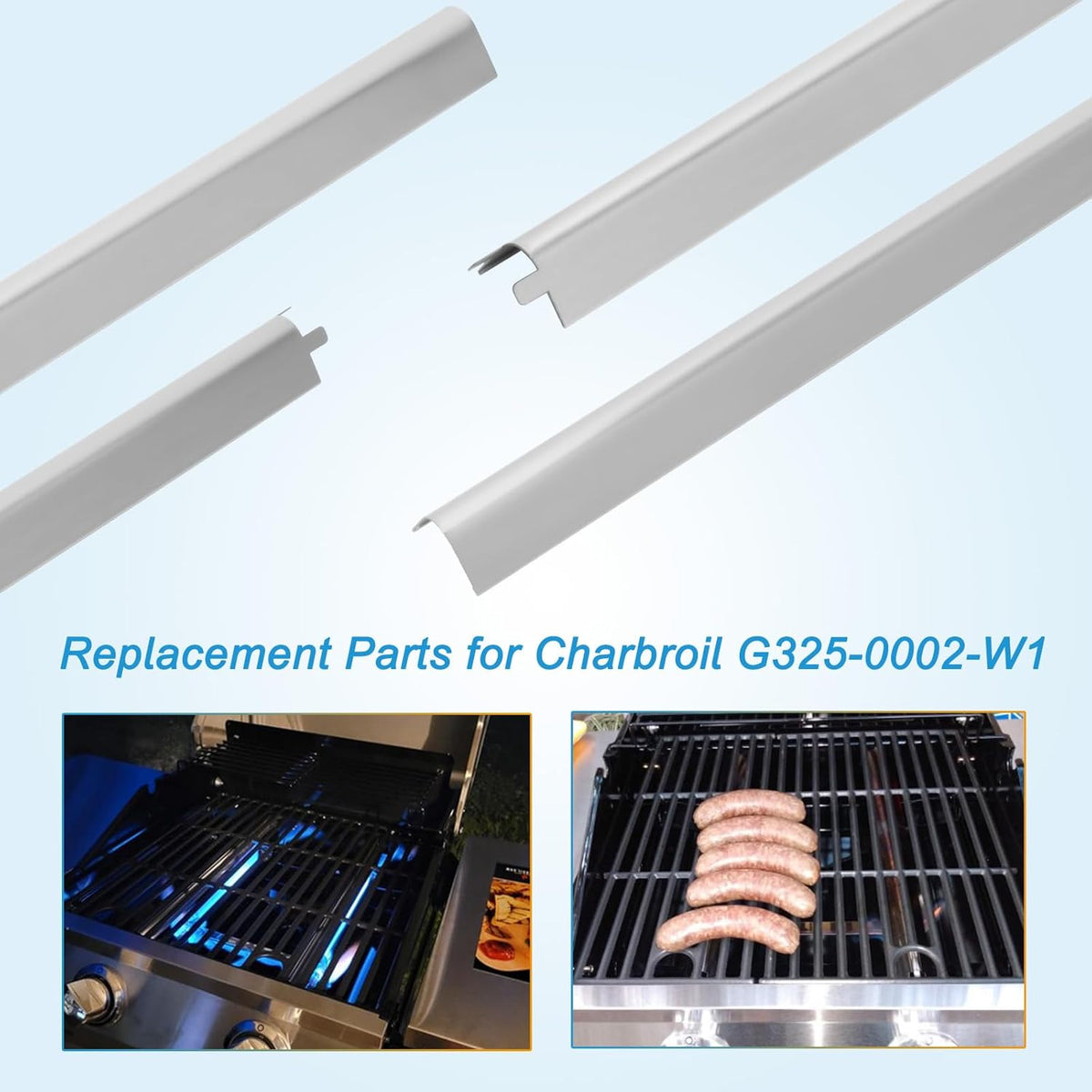 Grill Parts for Charbroil Performance 4-Burner 463352521 463354021 463365021 463365522 463366022, 17 inch Cooking Grate, Burner and Heat Plate for Charbroil Grill Replacement Parts 463351221