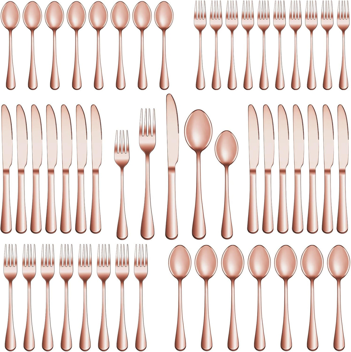 40 Pcs Rose Gold Silverware Set Service for 8, Premium Stainless Steel Flatware Set, Cutlery Utensil Set, Durable Home Kitchen Eating Tableware Set, Include Fork Knife Spoon Set, Dishwasher Safe