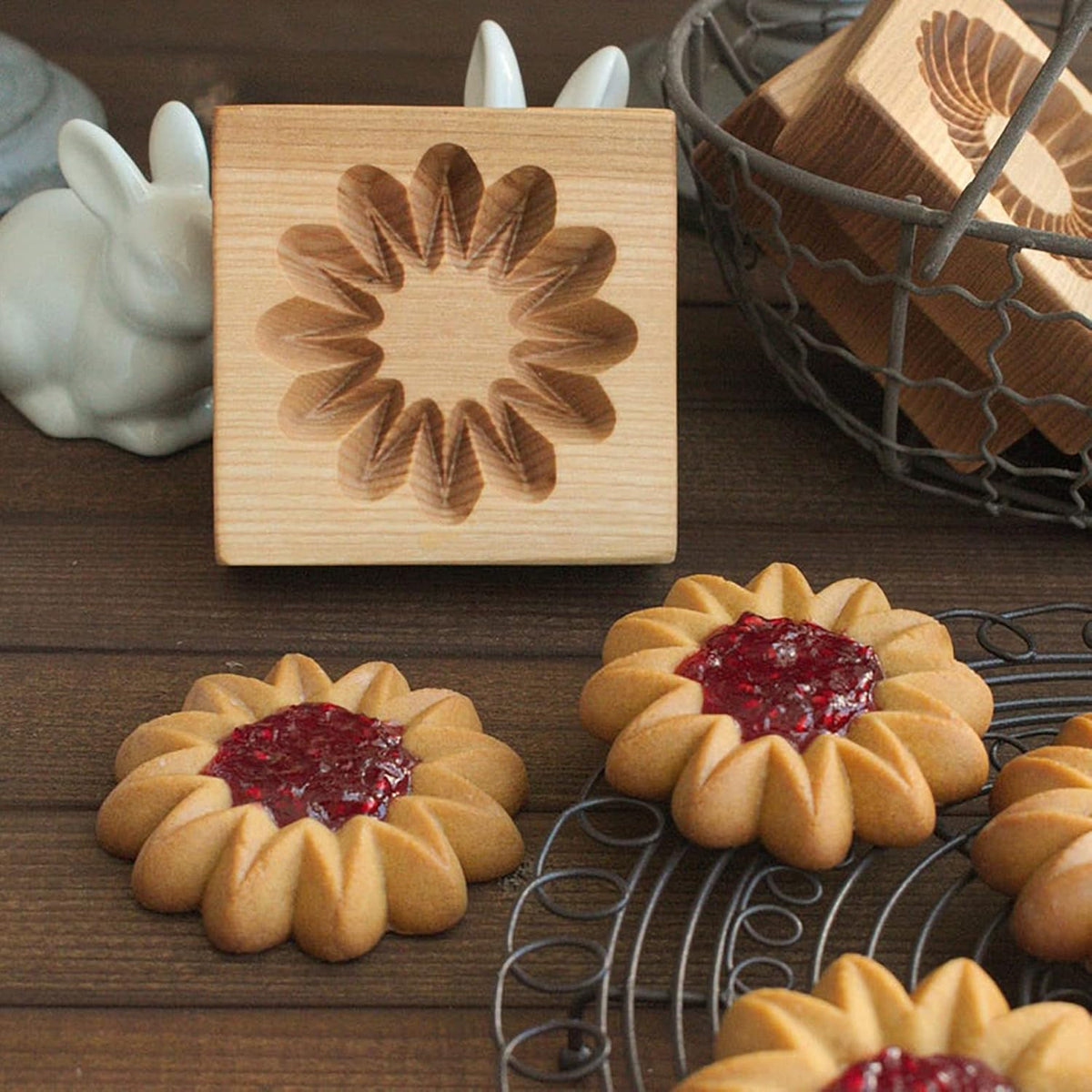 Wooden Cookie Biscuit Mold, 3D Baking Mold, Embossing Craft Decorating Baking Tool, Suitable for Halloween Thanksgiving Christmas Kitchen DIY (Cookies-C-3PCS)