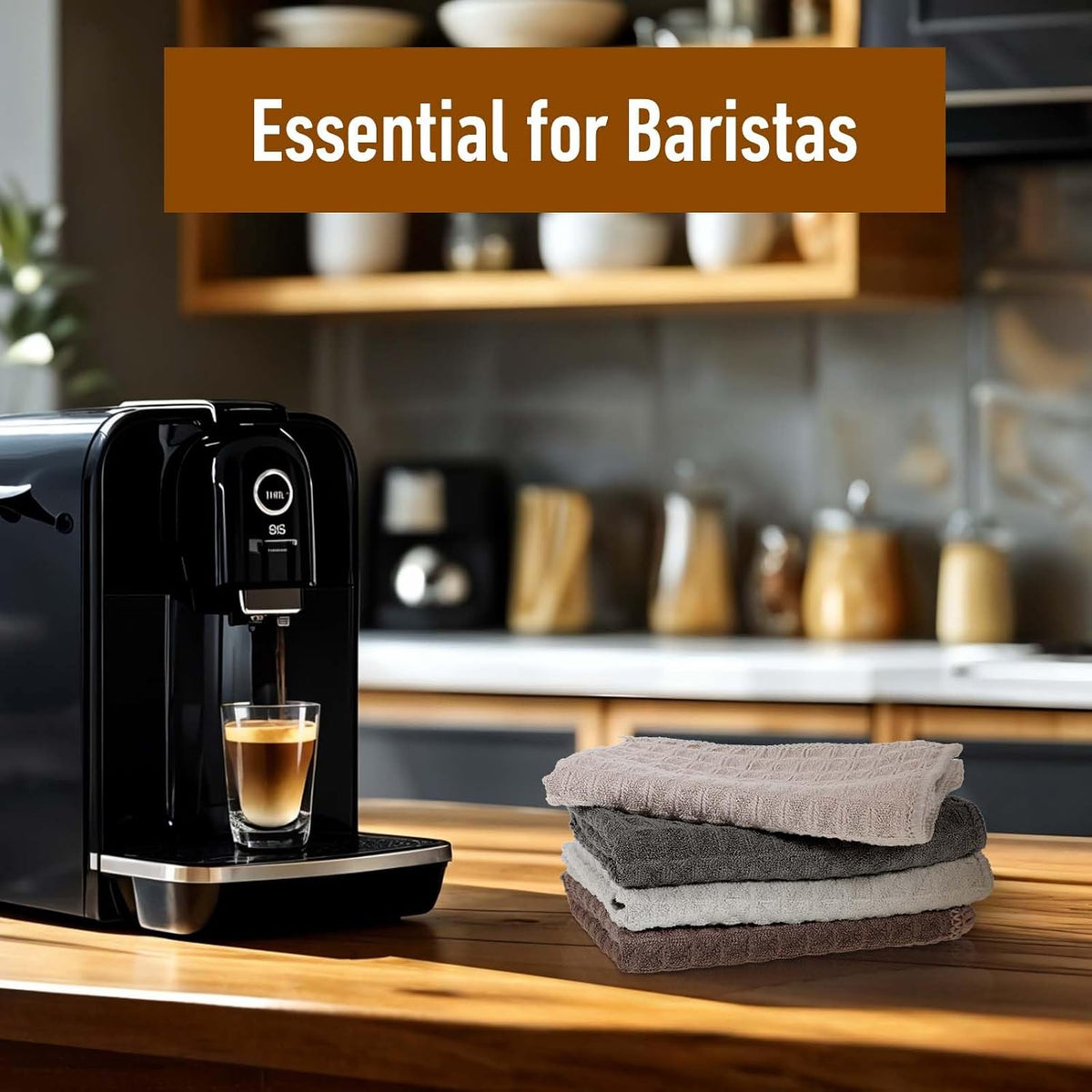 4 Pack Barista Microfiber Cloths 12”x12” Barista Towels Professional Cleaning Towels for Espresso Machines, Steam Wands Countertops Coffee Bar Accessories