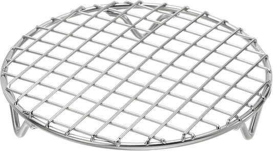 uxcell Round Cooking Rack with Legs, Dia 5.9 Inch 304 Stainless Steel Barbecue Grill for Cooking Baking Barbecue Air Fryer Racks, Silver
