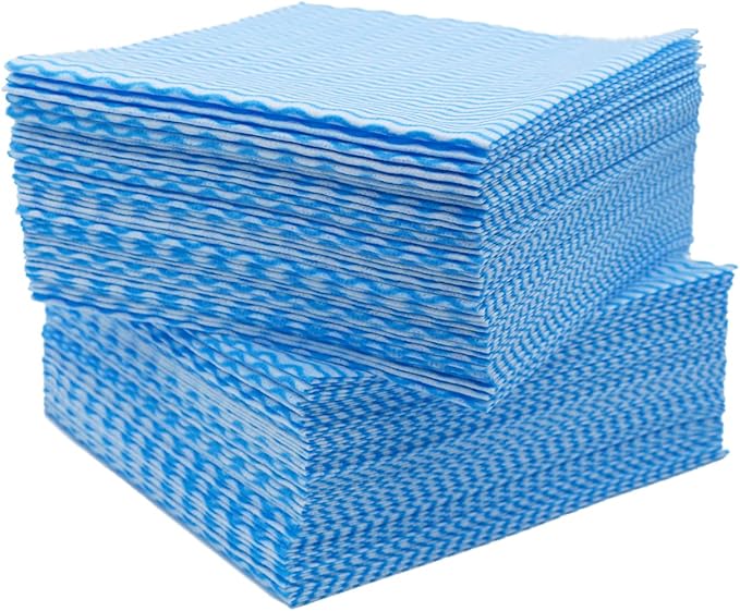 Disposable Dish Cloths Paper Towels, Domestic Cleaning Towels, Multipurpose Quick-Dry Rag Dish Cloths Heavy Duty Handy Wipes for Kitchen 75 Count 14.2"X15.7", Blue