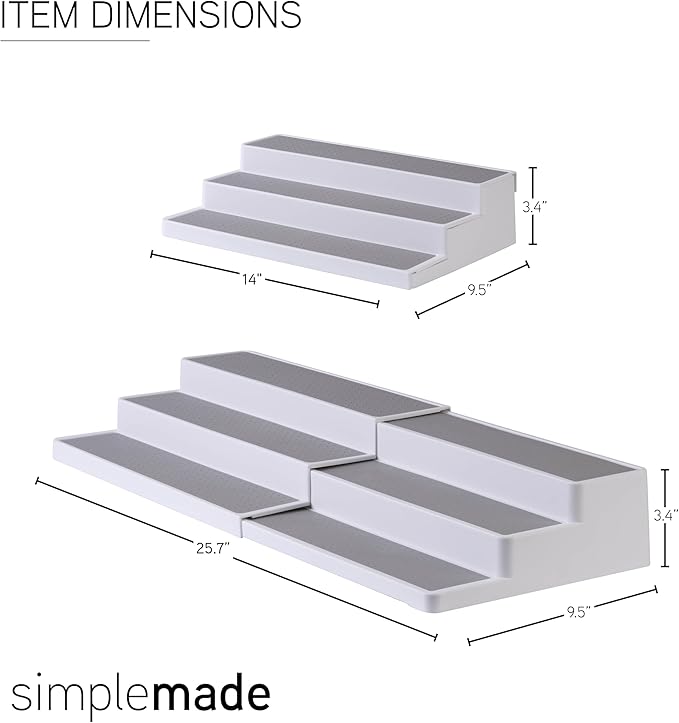 SIMPLEMADE 3-Tier Spice Rack Organizer - Versatile Storage Shelf for Kitchen, Bathroom, Bedroom & Office, Set of 1, White