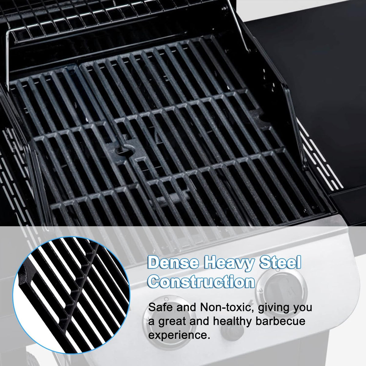 Adviace Grill Grates for Charbroil Performance 2 Burner 463673519 Replacement Parts, Cast Iron Cooking Grate for Char-Broil 463625217, 463625219, G470-0002-W1, G470-0003-W1, G321-0005-W1, G321-0006-W1