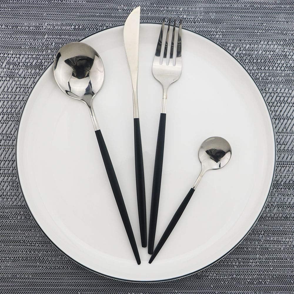 JASHII 30-Piece Stainless Steel Satin Finish Flatware Set, Mirror Polished Tableware Cutlery for Home and Restaurant, Dishwasher Safe