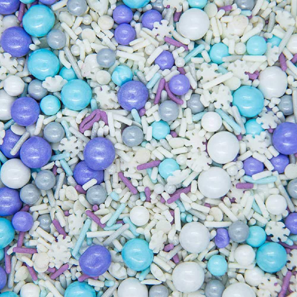 Frozen Sprinkles for Cake Decorating - Blue and White Sprinkles for Frozen Cake Decorations with Edible Snowflake, Jimmies, Nonpareils, Sugar Pearls for Cupcake Decorations