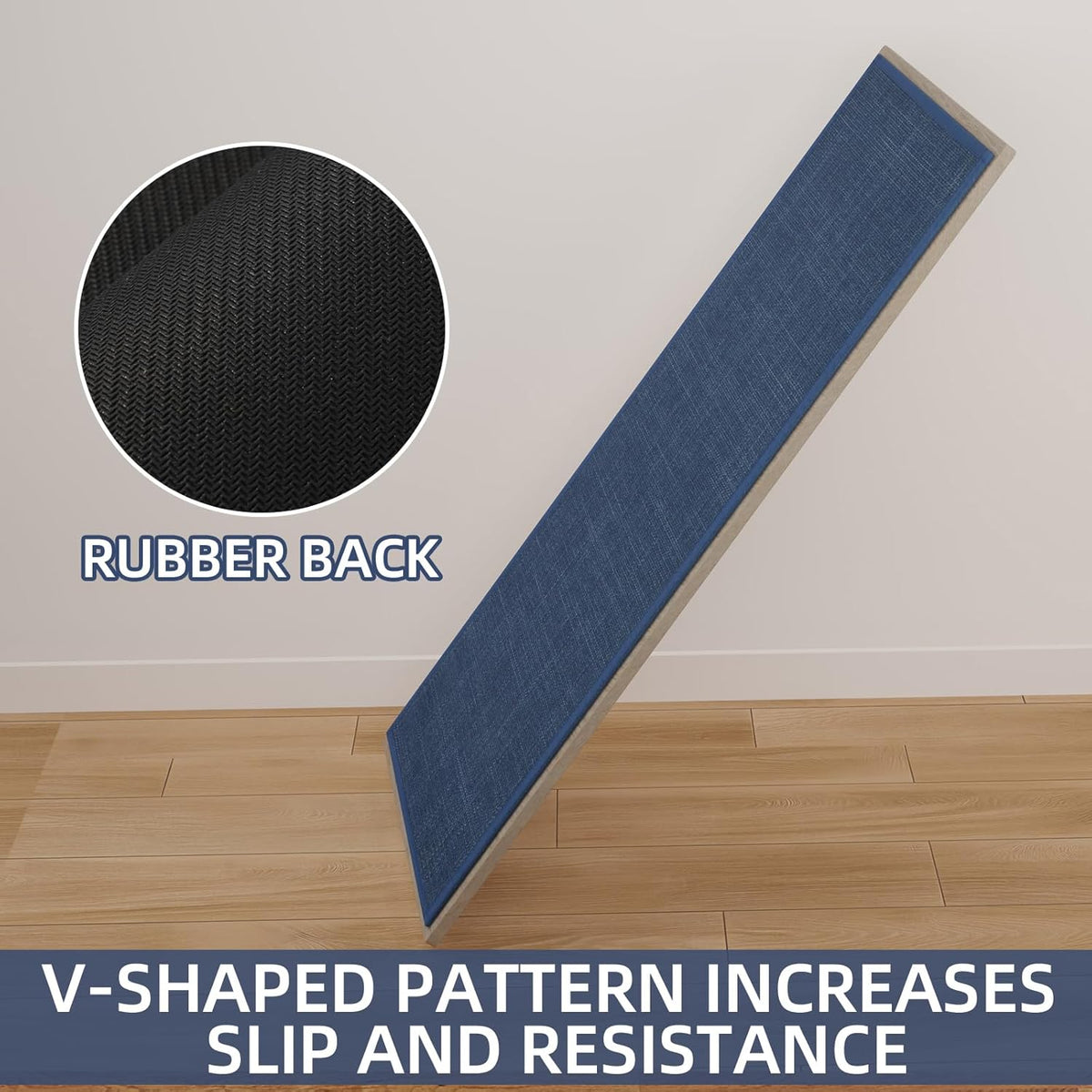 Kitchen Mat Set of 2 PCS, Cushioned Non Slip Rugs for Kitchen Floor, Absorbent Runner Comfort Standing Mats Washable for Kitchen, Office, Home (Dark Blue, 17.3"x47"+17.3"x71")