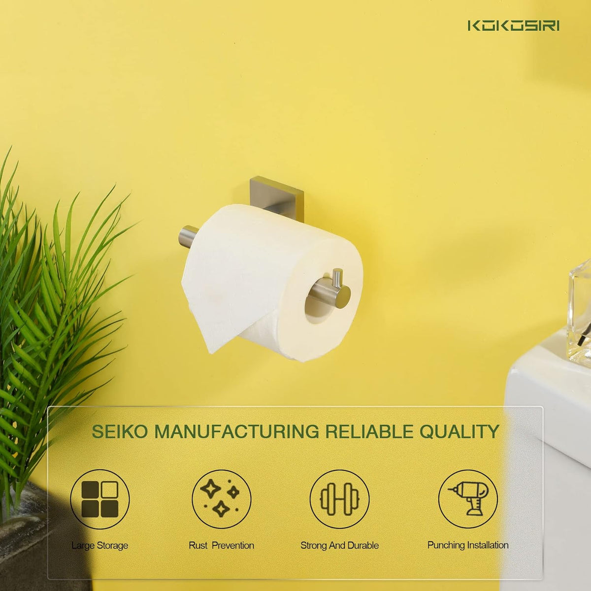KOKOSIRI Toilet Paper Holder Tissue Paper Dispenser for Bathroom Toilet Roll Holder Brushed Nickel Stainless Steel B2005BR