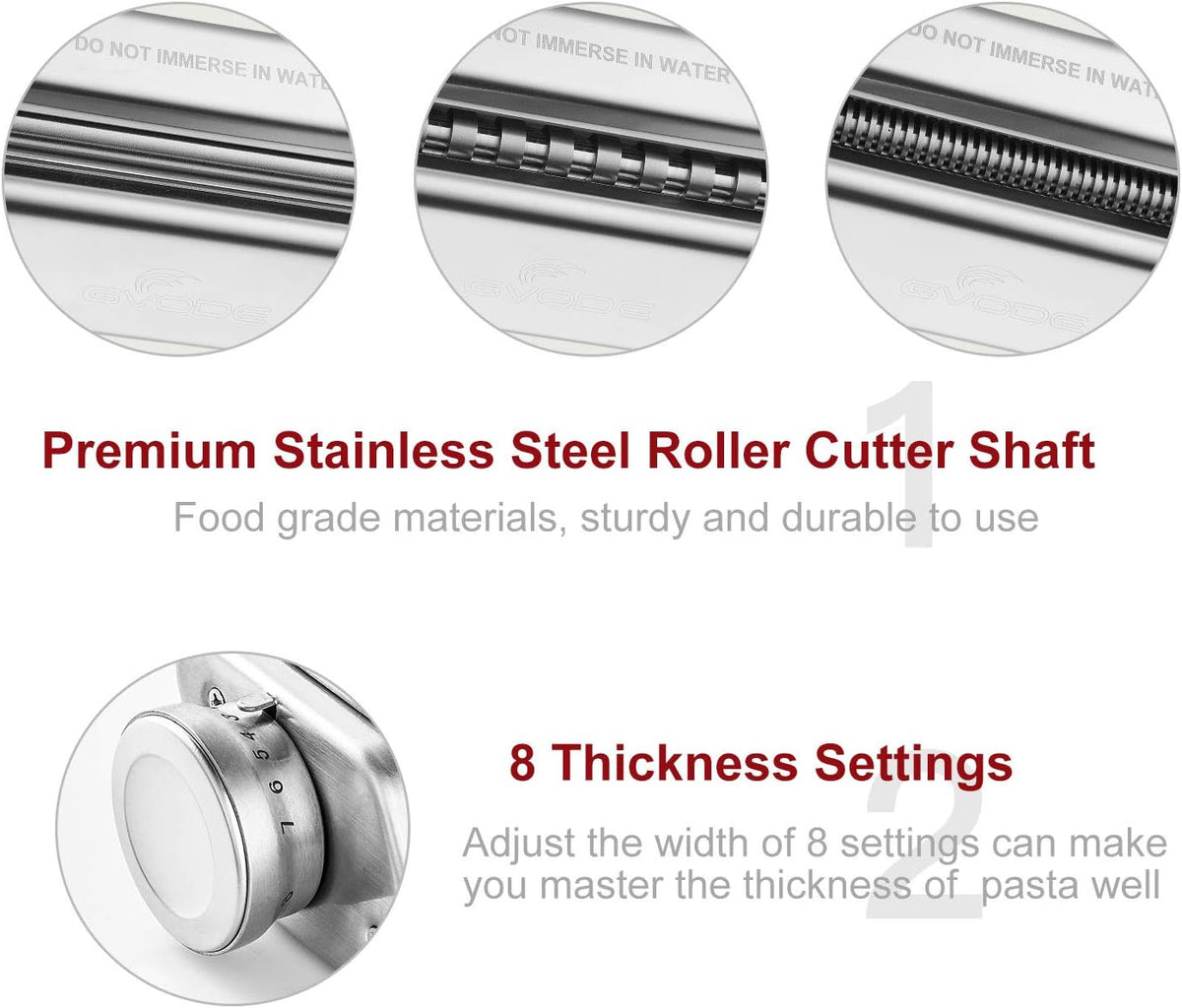 Pasta Attachment for KitchenAid Stand Mixer Included Pasta Sheet Roller, Spaghetti Cutter and Fettuccine Cutter Pasta Maker Stainless Steel Accessories 3Pcs by Gvode