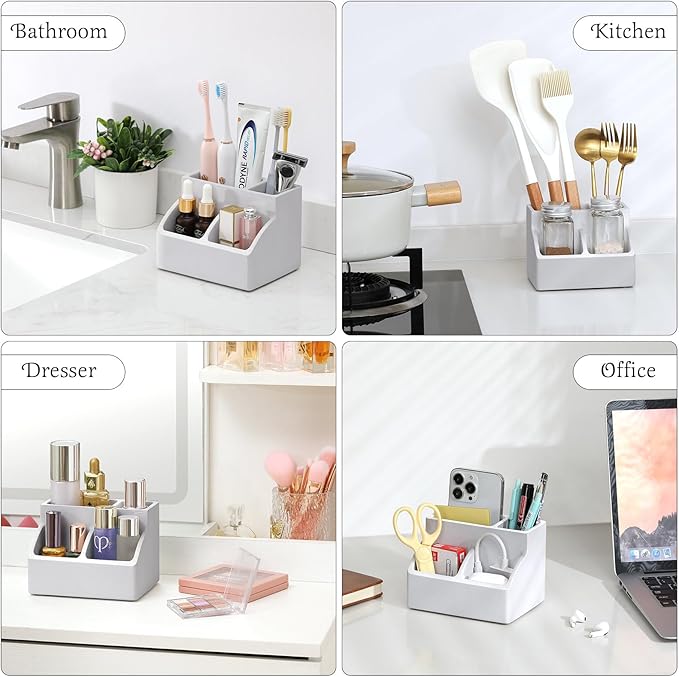 Luxspire Toothbrush Holder, Fast Drying Toothbrush Holders for Bathroom, Diatomaceous Earth Electric Tooth Brush Organizer Toothpaste Holder for Countertop Dresser, Light Gray