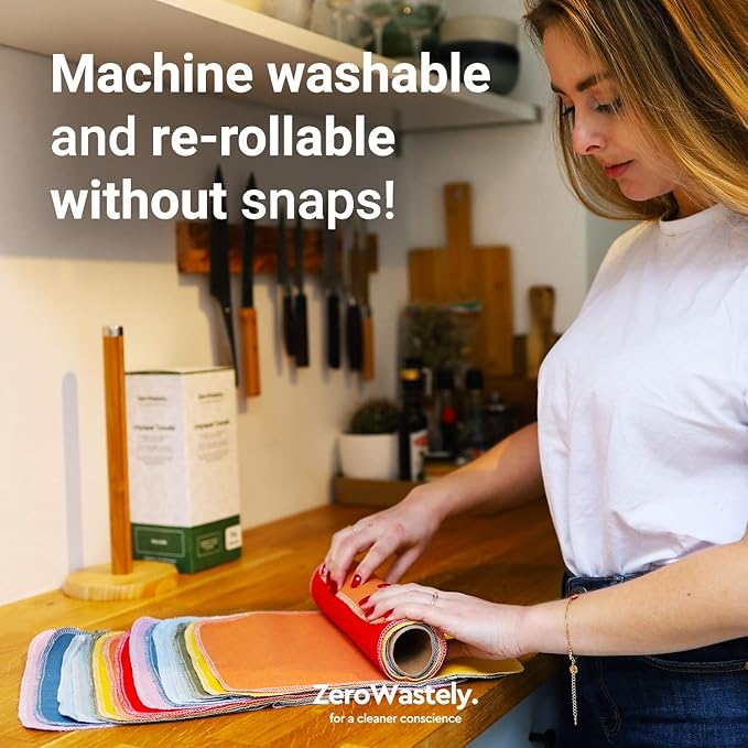 Reusable Paper Towels - Value Pack of 24 Paperless Paper Towels! - 100% Cotton, Super Soft, Absorbent, Washable and Made To Last