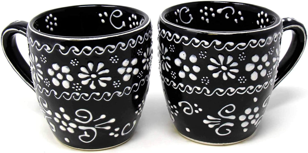 Encantada Handmade Hand-Painted Authentic Mexican Pottery Mugs (1-Pack, Ink)