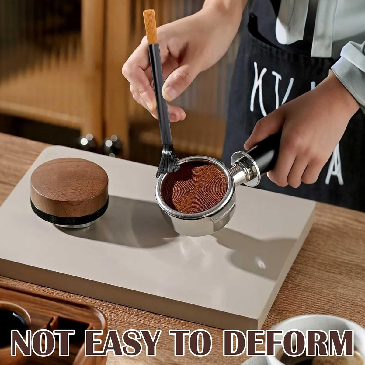 2PCS Coffee Brush Grinder Cleaner, Espresso Cleaning Barista Brush Used on Group Heads Shower Screen Portafilter Scoop Tamper