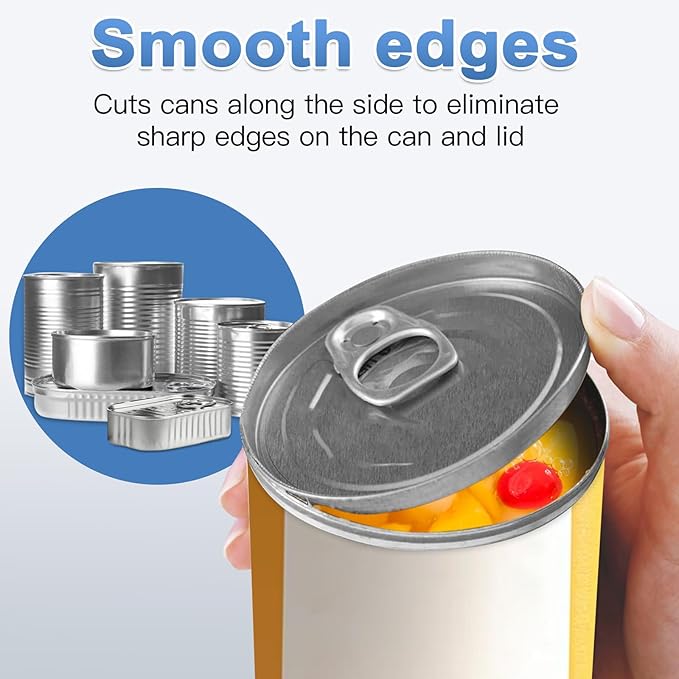 Electric Can Opener for Seniors, Rechargeable Automatic Canopener Smooth Edge, Kitchen Aid Gadgets Perfect for Chef, Arthritis Friendly, Hands Free, One Touch Design, Easy to Use