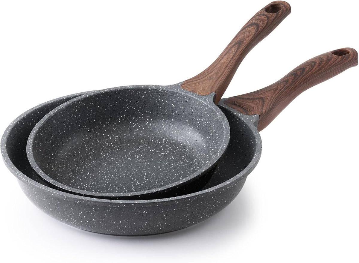 SENSARTE Nonstick Frying Pan Skillets, Swiss Granite Coating Omelette Pans, Healthy Cookware Chef's Pans, Free of Intentionally Added PFOA (8+10 Inch)