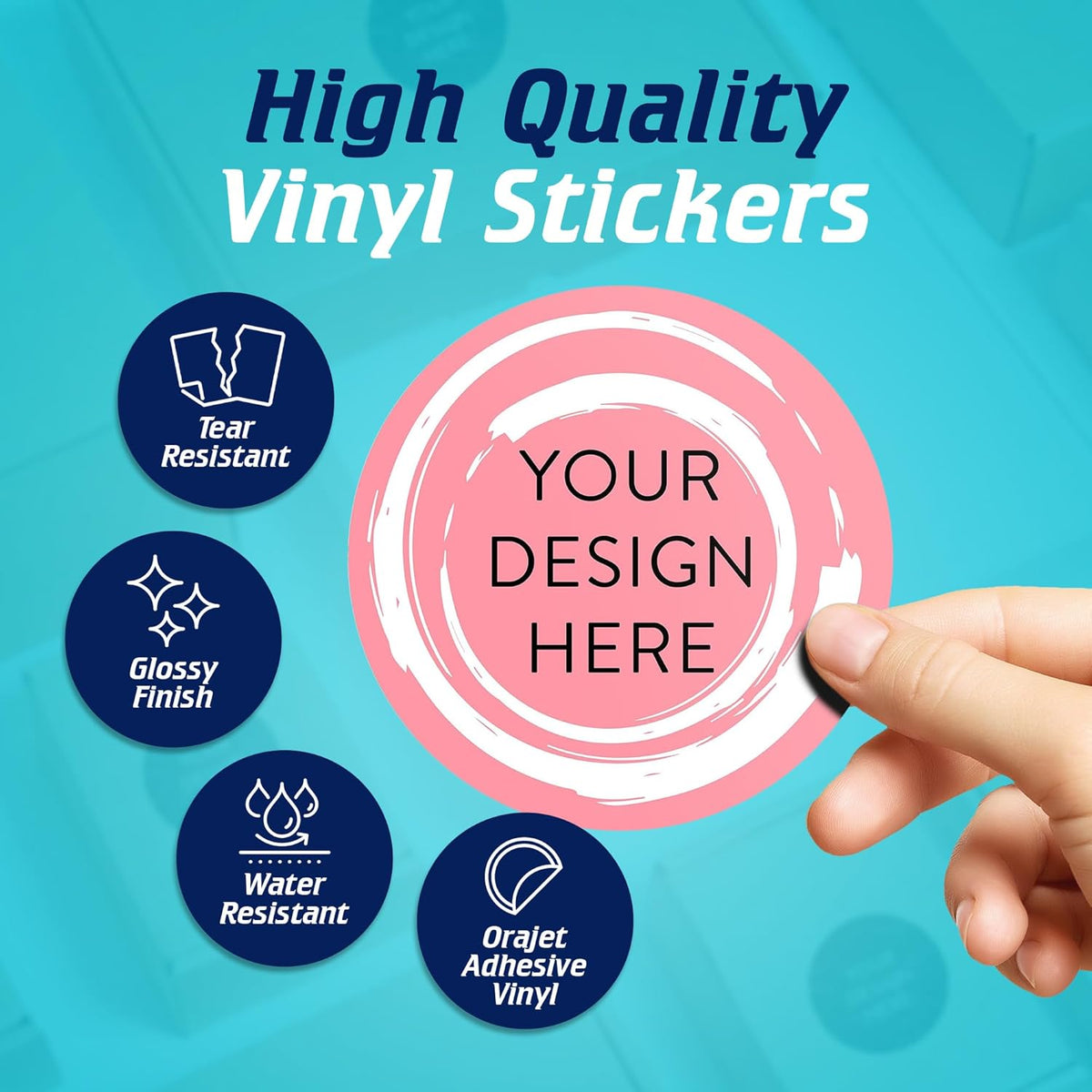 100 Custom Vinyl Stickers - Upload Your own Image, Text, Design, Logo - Personalized Logo Labels for Handmade, Packaging, Bottle, Jars, Candle, Brand Stickers (Black Gold Marble, 4x4)