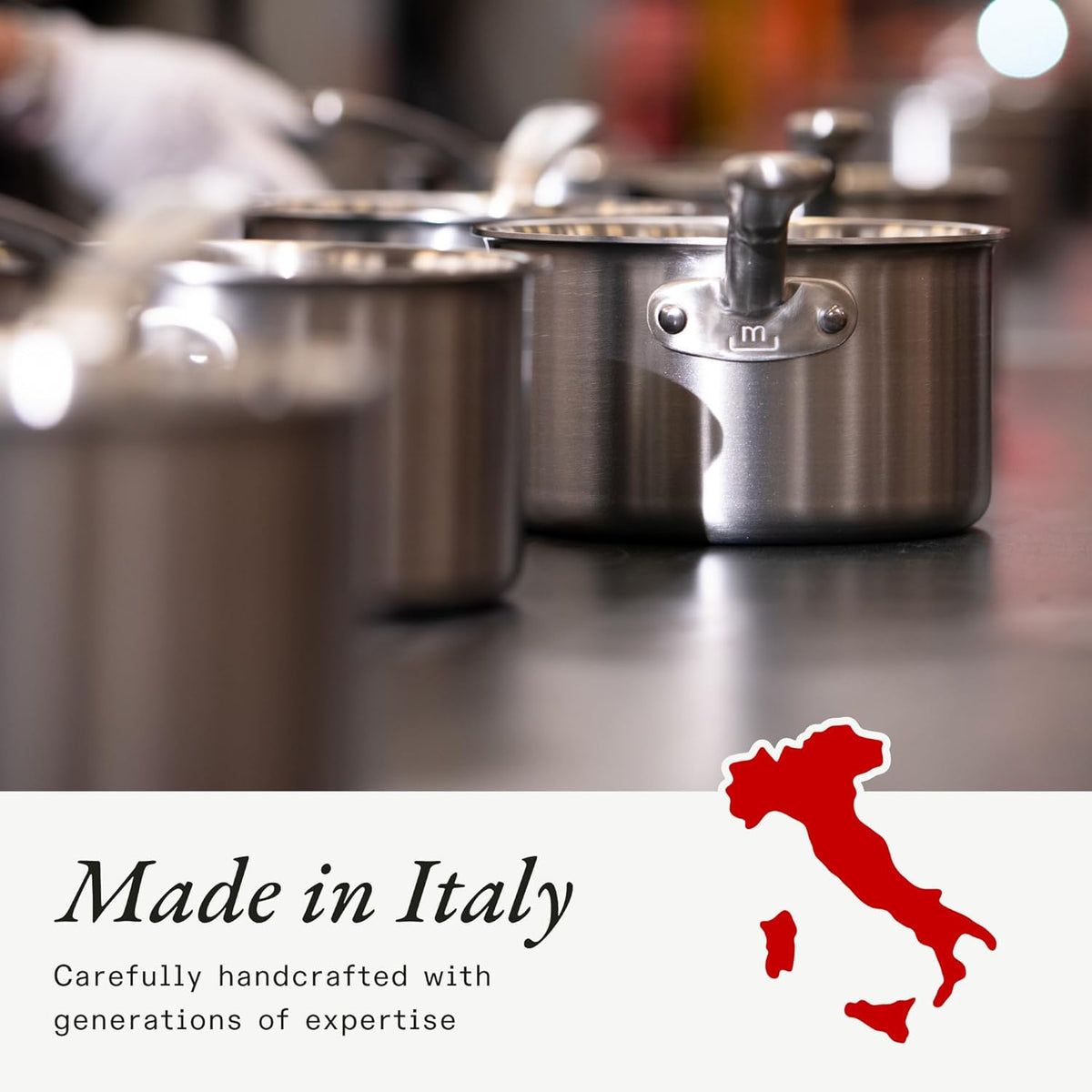 Made In Cookware - ProCoat Non Stick 3 Piece Frying Pan Set (Includes 8",10",12") - 5 Ply Stainless Clad - Professional Cookware - Crafted in Italy - Induction Compatible - (Graphite)