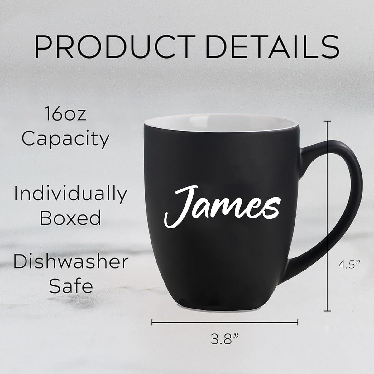 Personalized Coffee Mug - 15oz Engraved Mug with Custom Text & Name, Initials Monogram Tea Cup Gifts for Men & Women, Birthdays, Mother's Day, Anniversary, Customized Coffee Cup, Tazas Personalizadas