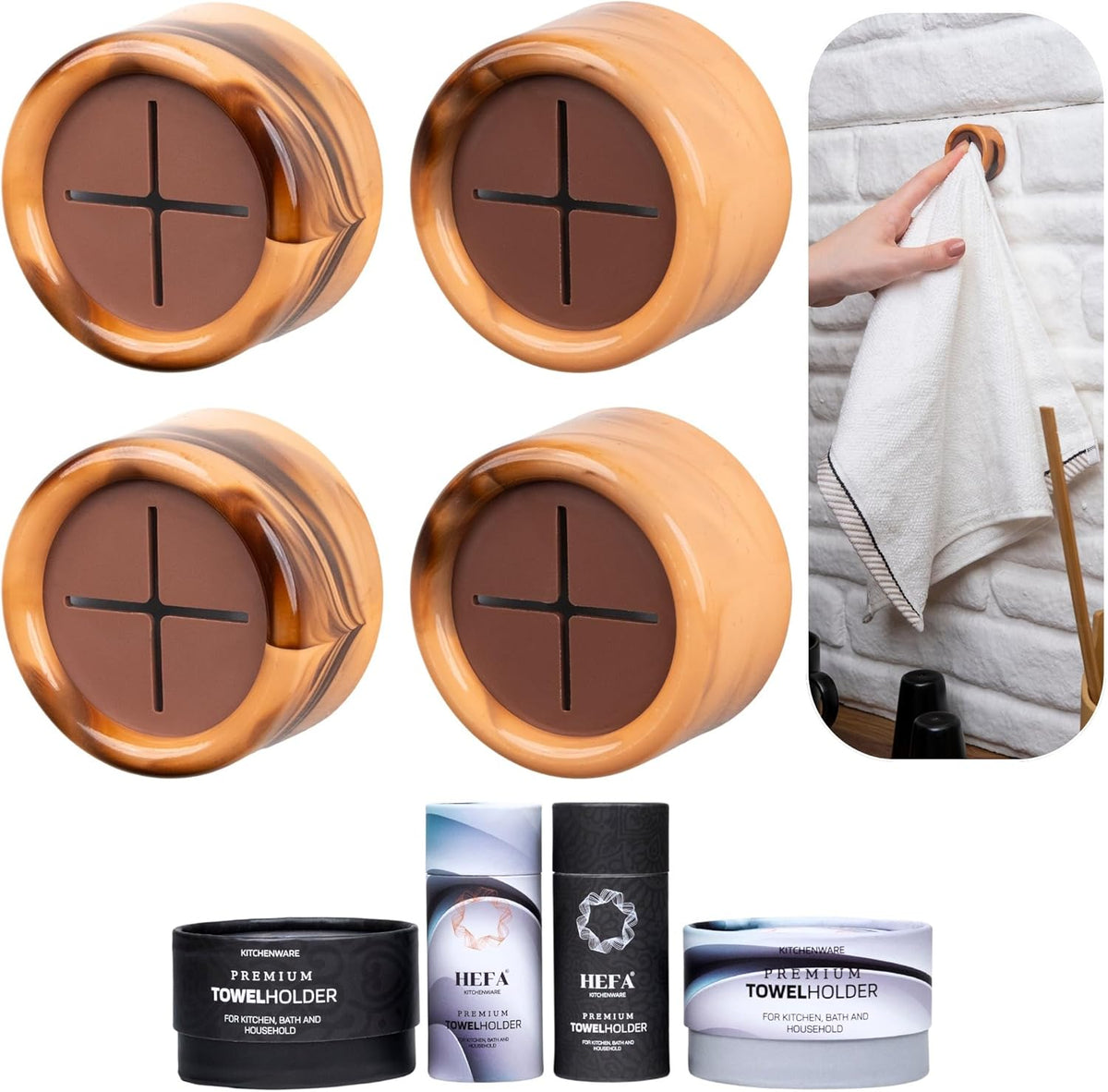 HEFA Towel Holder, Towel Hooks, Dish Towel Holder, Kitchen Organization, Bathroom Accesories, Kitchen Towel Hook, Kitchen Towel Holder, Christmas Gift, Kitchen Gadgets 4 Pack