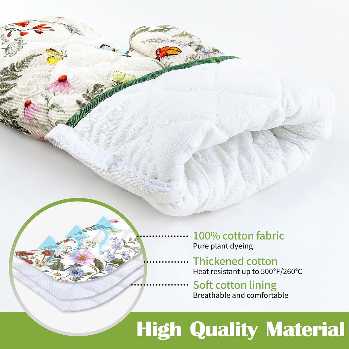 Rustic Flower Kitchen Towels and Oven Mitts Set 4Pcs, Soft Absorbent Dish Cloth Heat Resistant Oven Gloves for Cooking Baking Kitchen Decoration, Gifts for Her