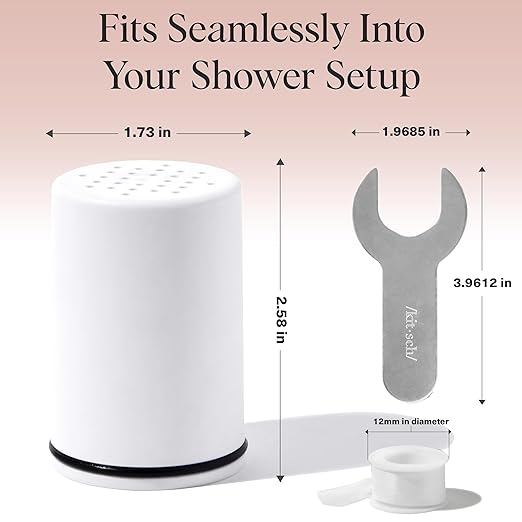Kitsch Filtered Shower Head Replacement Cartridge- Shower Head, Water Filter Softener For Hair Nails and Skin Vitamins, Removes Metal & Harmful Substance, Easy Installation Universal Compatible 1 Pack