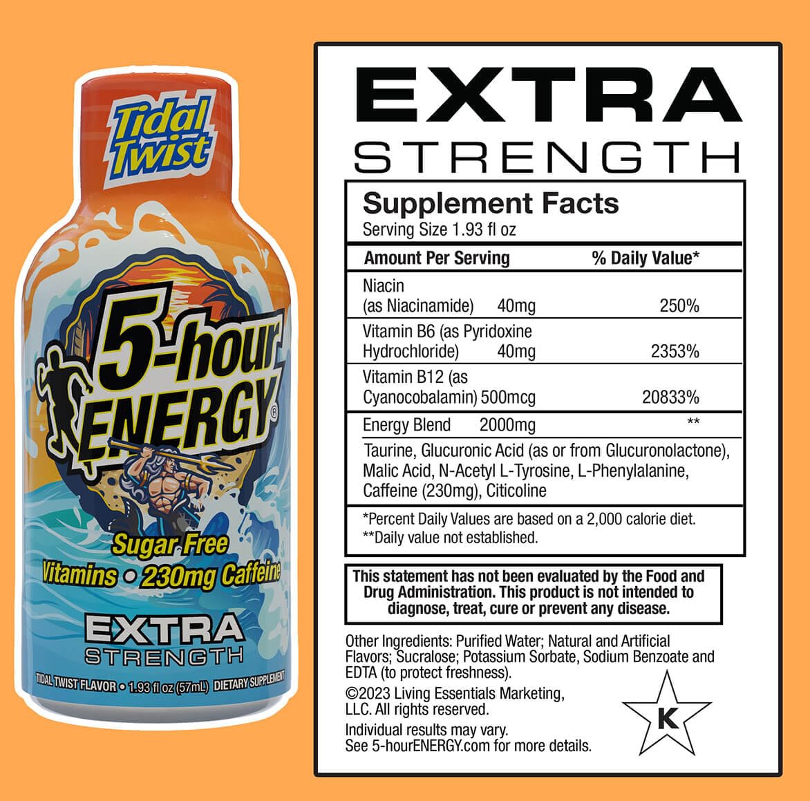 5-hour ENERGY Extra Strength Energy Shot, Tidal Twist (1.93 oz., 30 Count), Zero Calories & Sugar-Free 230 mg Caffeinated Energy Shot, Amino Acids & B Vitamins, Dietary Supplements, , Pina-Colada Flavor