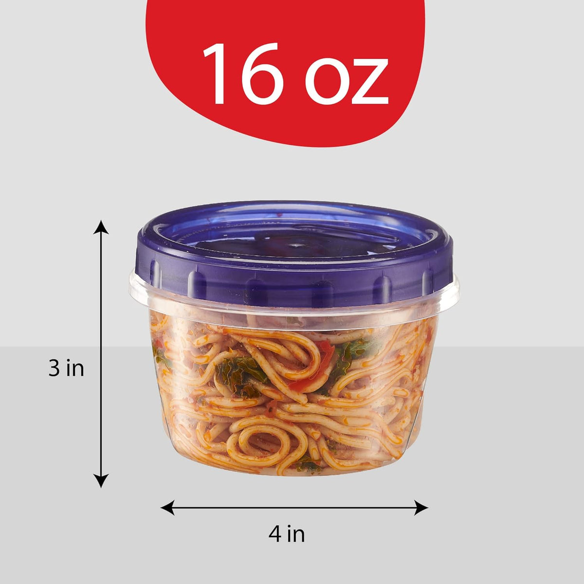 PLASTICPRO 12 Pack Twist Cap Food Storage Containers with Blue Screw on Lid- 16 oz Reusable Meal Prep Containers - Freezer and Microwave Safe Blue Plastic Food Storage