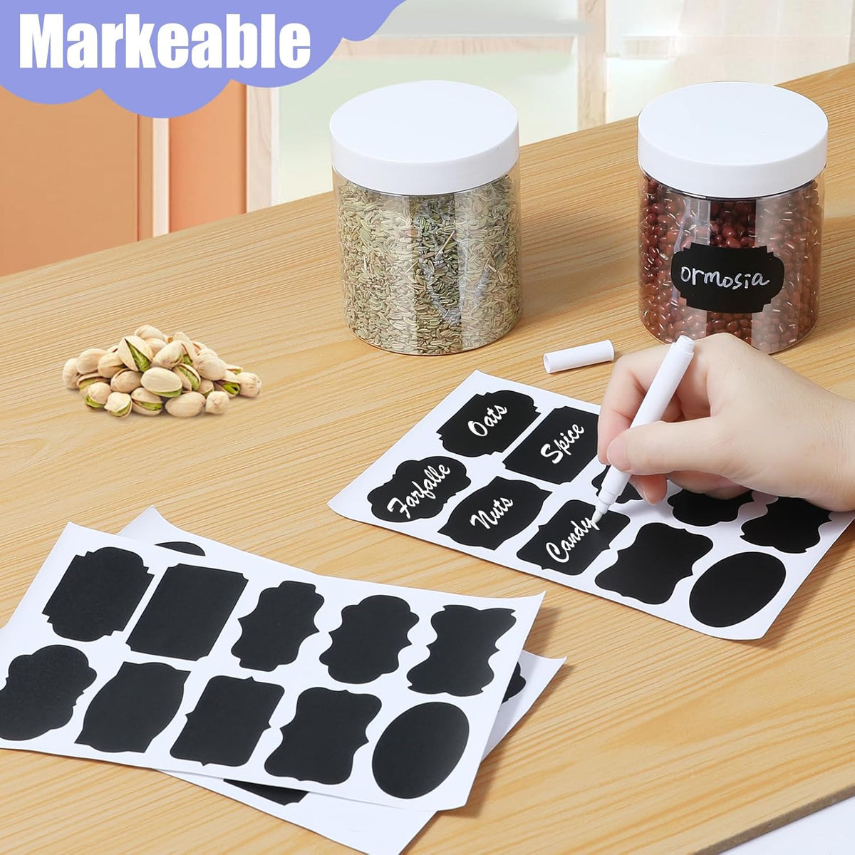 Plastic Jars with Lids,Airtight Container Ideal For Dry Food, Honey Jam, Peanut Butter,Cosmetics, Cream, Bathroom and Storage Included Extra Label and A Pen (30 PCS White Lids)