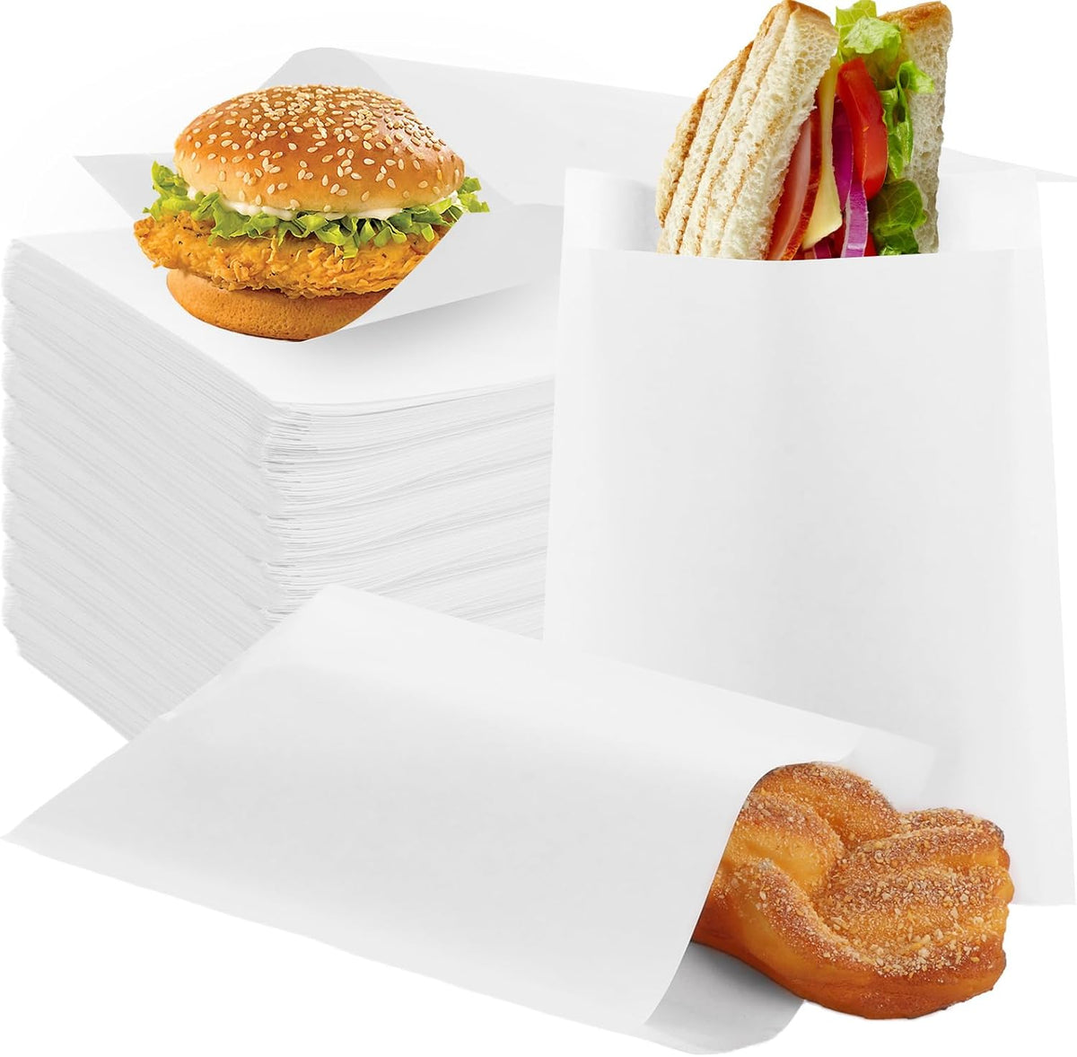 800 Pack Wax Paper Sandwich Bags 8x6 inch Wax Paper Bags, Greaseproof Bags Paper Cookie Bag for Food, Sandwich, Snacks, Cookie, Candies and More