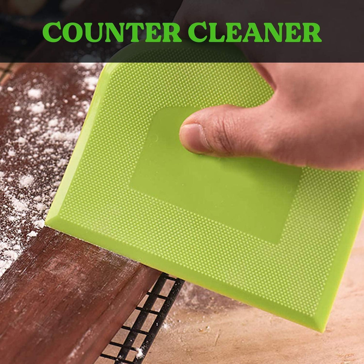 SURDOCA Dough Scraper Bench Scraper - 3P 5.9x4.3" Plastic Flexible Bowl Scraper, Sharp Edge & Angles Cake Scraper. Non-Slip Bakeware Decorating Tools Sculpting & Modeling Tools - Pure Green