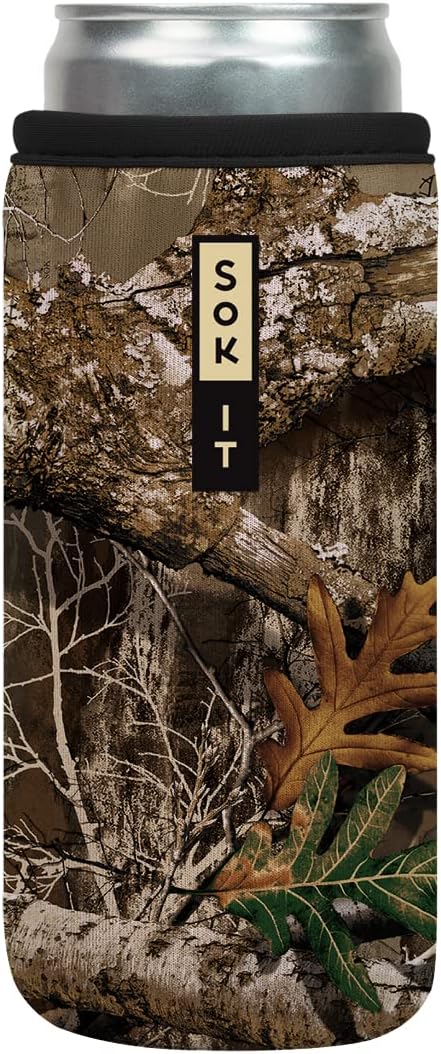 Sok It CanSok Sleeve for Beer & Soda Insulated Neoprene Cover (RealTree Edge Camouflage, 12oz Slim Can Sleeve)