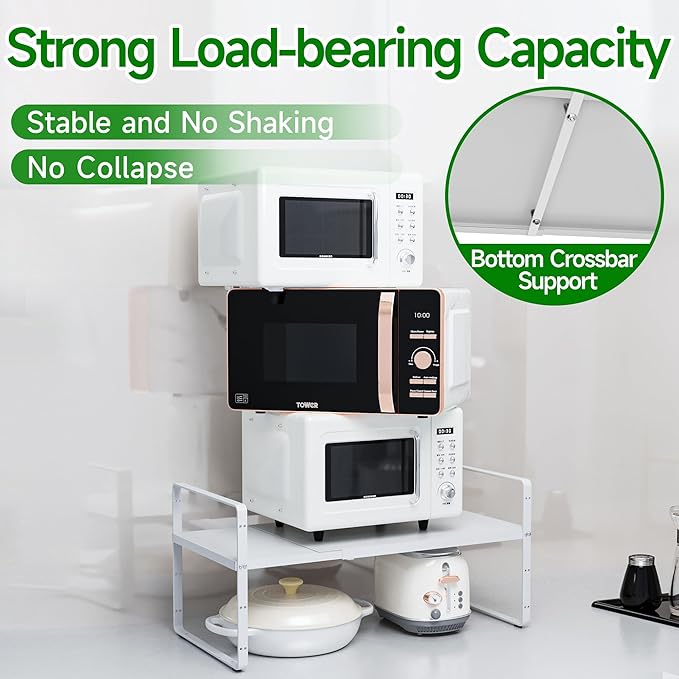 Expandable Cabinet Organizer Shelf, Adjustable Height Organizer Riser for Kitchen Cabinet Spice Rack Locker Pantry Cupboard Under Sink Countertop Desk Organization Metal Stackable Shelves