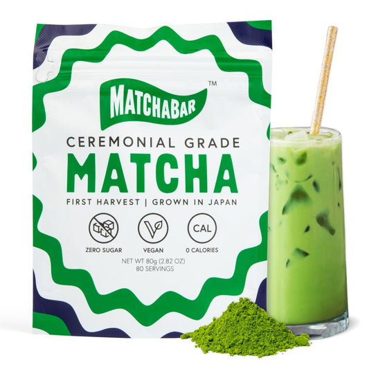 Matchabar Matcha Powder (80g) - Ceremonial Grade Authentic Japanese Matcha Green Tea Powder - Matcha Green Tea Powder Harvested in Japan - Matcha Tea Powder Latte - Zero Sugar, Vegan & 0 Calories