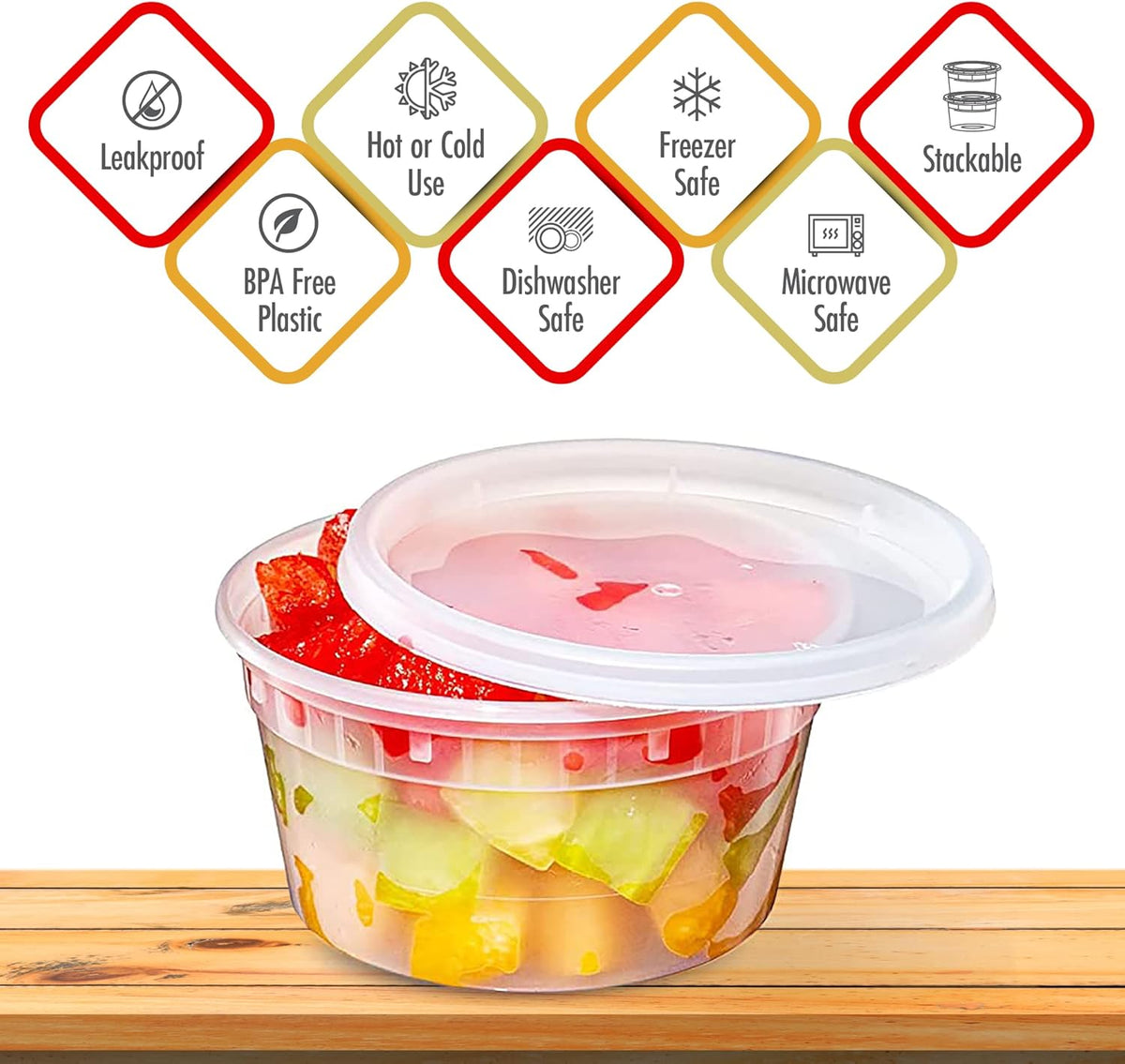 16oz-Deli Containers with Lids Leakproof - 50 Pack BPA-Free Plastic Microwaveable Clear Food Storage Container Premium Heavy-Duty Quality, Freezer & Dishwasher Safe