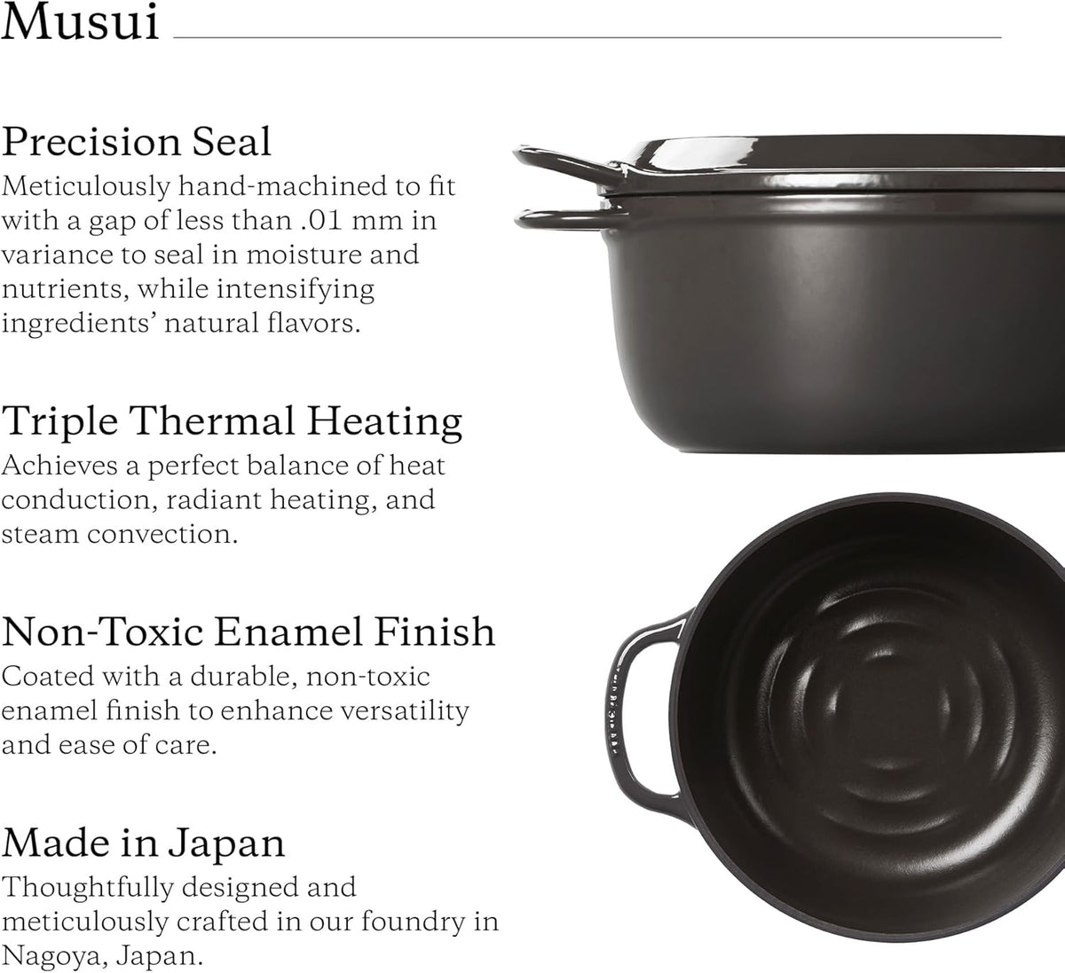 Vermicular Musui–Kamado (RICEPOT) | Cast Iron Induction Cooker | Precision Multicooker | Japanese Rice Cooker | Slow Cooker | Non-Toxic Enameled Cast Iron Pot | Charcoal | US Model (120V)